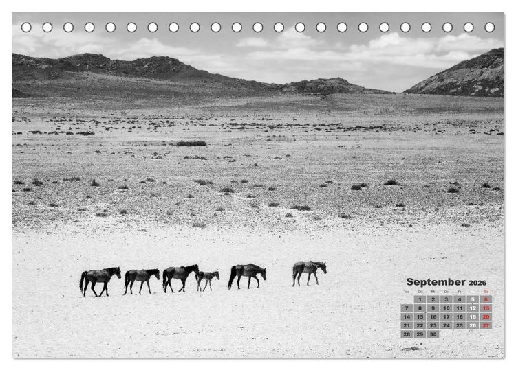 Produktbild: Namibia schwarzwei&szlig; (Tischkalender 2026 DIN A5 quer), CALVENDO Monatskalender