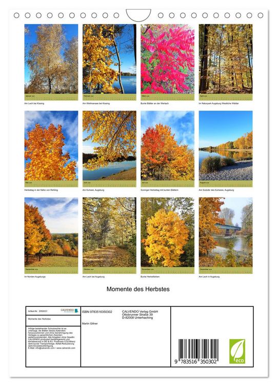 Produktbild: Momente des Herbstes (Wandkalender 2026 DIN A4 hoch), CALVENDO Monatskalender