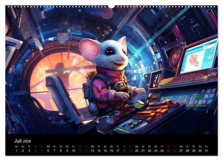Produktbild: M&auml;use im All (Wandkalender 2026 DIN A2 quer), CALVENDO Monatskalender