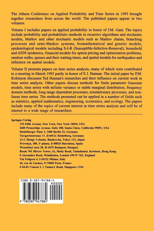 Produktbild: Athens Conference on Applied Probability and Time Series Analysis