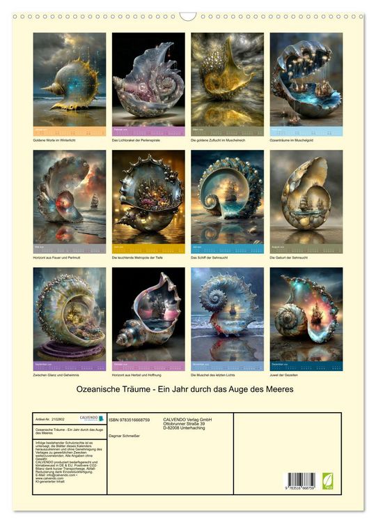 Produktbild: Ozeanische Tr&auml;ume - Ein Jahr durch das Auge des Meeres (Wandkalender 2026 DIN A2 hoch), CALVENDO Monatskalender