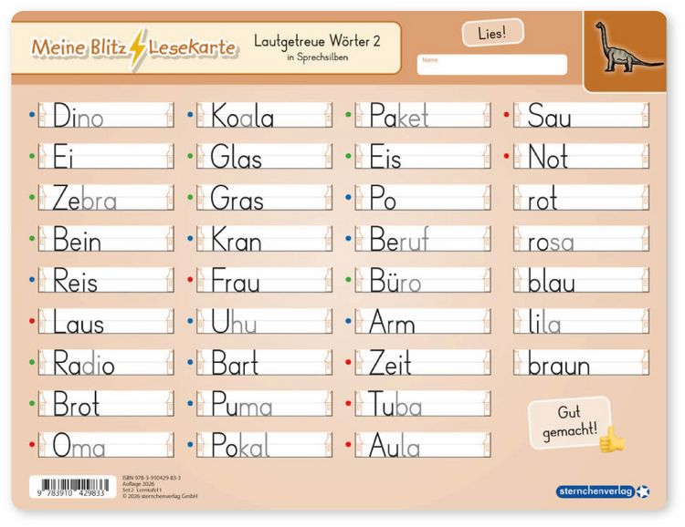 Produktbild: Meine Blitzlesekarten Set 2 zur Lesef&ouml;rderung (4 Lerntafeln mit Stift)