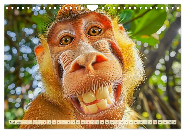 Produktbild: Affige Selfies. Tierisch witziges aus dem Dschungel (Wandkalender 2026 DIN A4 quer), CALVENDO Monatskalender