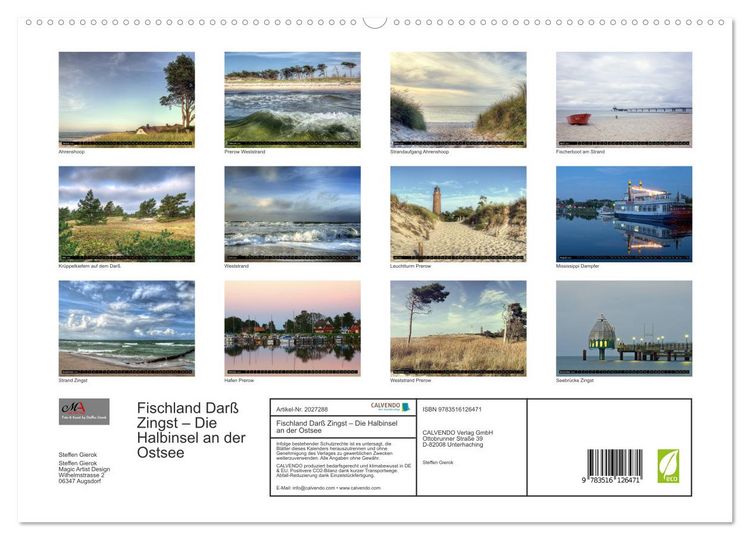 Produktbild: Fischland Dar&szlig; Zingst &ndash; Die Halbinsel an der Ostsee (hochwertiger Premium Wandkalender 2026 DIN A2 quer), Kunstdruck in Hochglanz