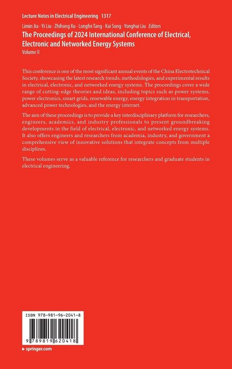 Produktbild: The Proceedings of 2024 International Conference of Electrical, Electronic and Networked Energy Systems