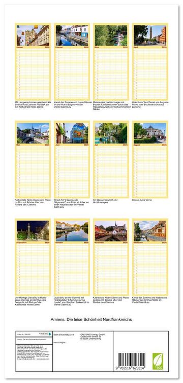 Produktbild: Familienplaner 2026 - Amiens. Die leise Sch&ouml;nheit Nordfrankreichs mit 5 Spalten (Wandkalender, 21 x 45 cm) CALVENDO
