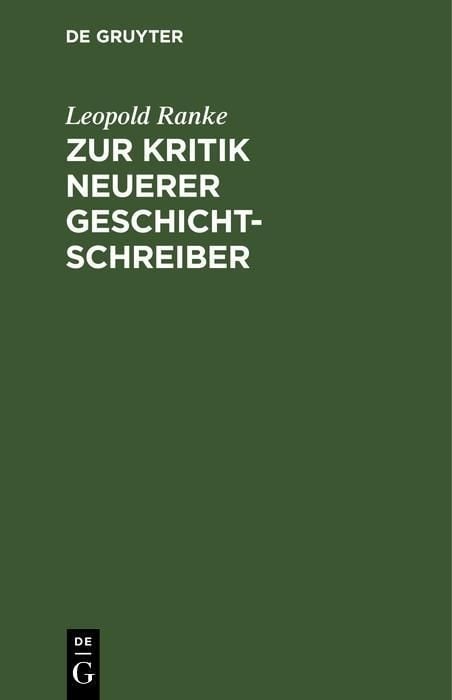 Produktbild: Zur Kritik neuerer Geschichtschreiber