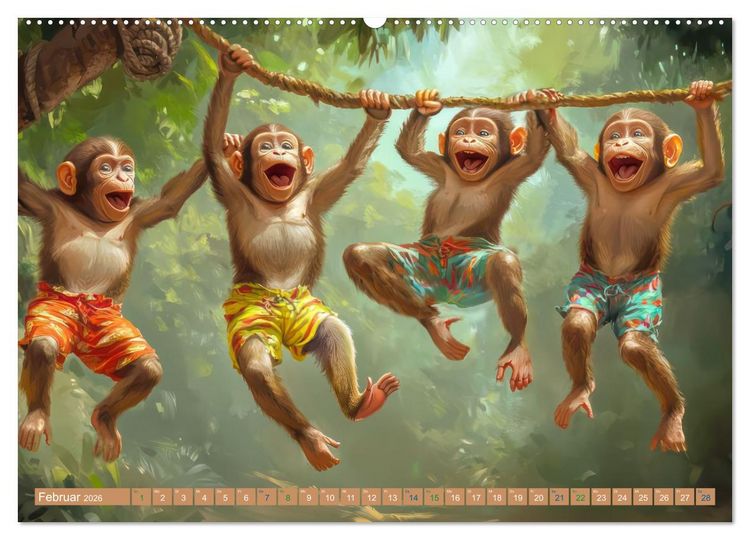 Produktbild: Tiere wollen Spa&szlig; - Humorwerke (hochwertiger Premium Wandkalender 2026 DIN A2 quer), Kunstdruck in Hochglanz