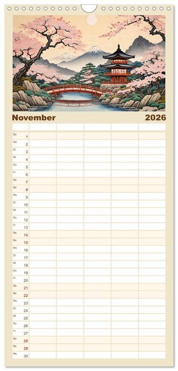 Produktbild: Familienplaner 2026 - Hanami in Japan mit 5 Spalten (Wandkalender, 21 x 45 cm) CALVENDO