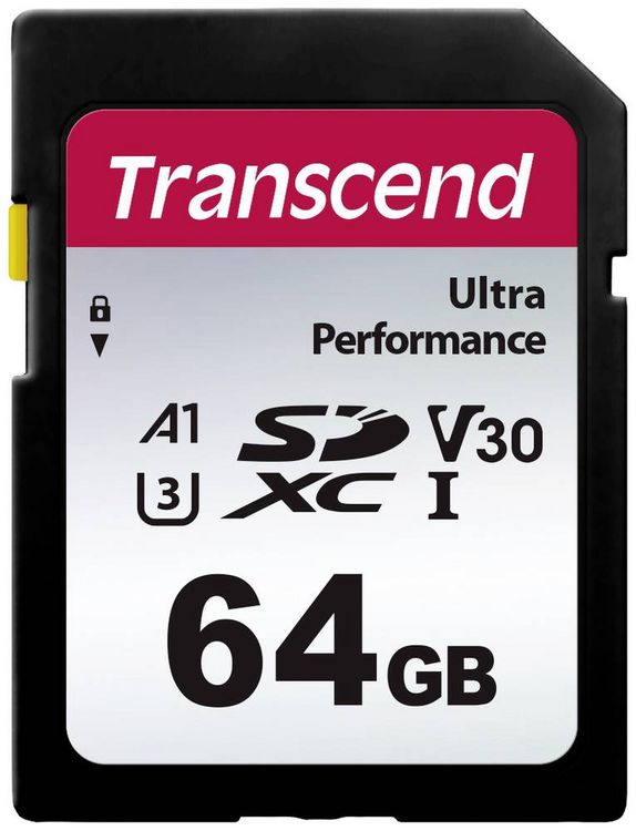 Produktbild: Transcend TS64GSDC340S SDXC-Karte 64 GB A1 Application Performance Class, v30 Video Speed Class, UHS-Class 3 sto&szlig;sicher, Wasserdicht