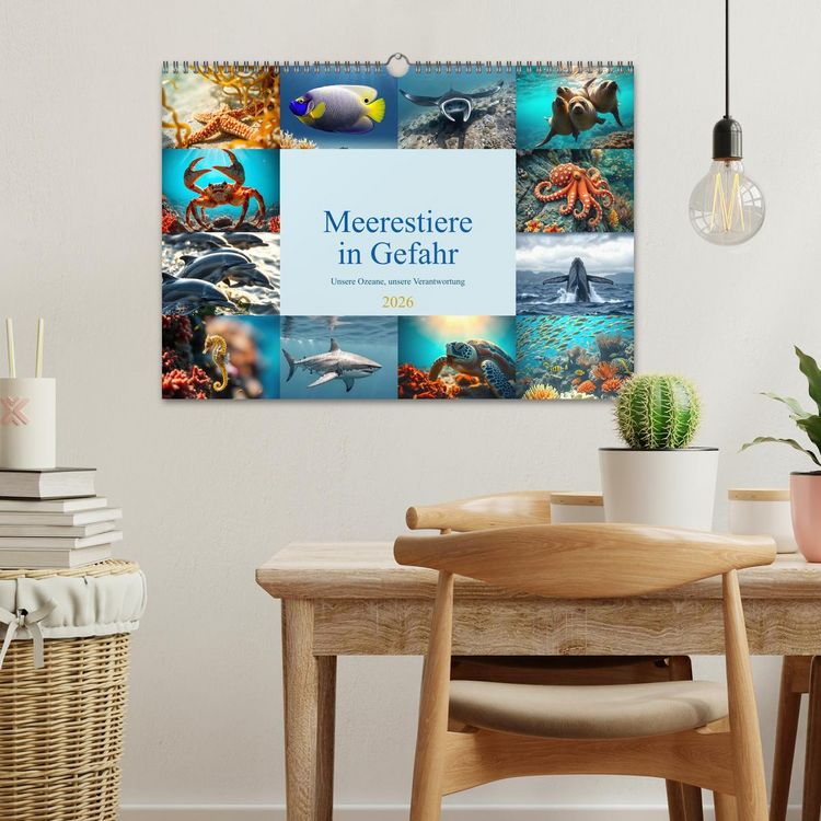 Produktbild: Meerestiere in Gefahr - Unsere Ozeane, unsere Verantwortung (Wandkalender 2026 DIN A3 quer), CALVENDO Monatskalender