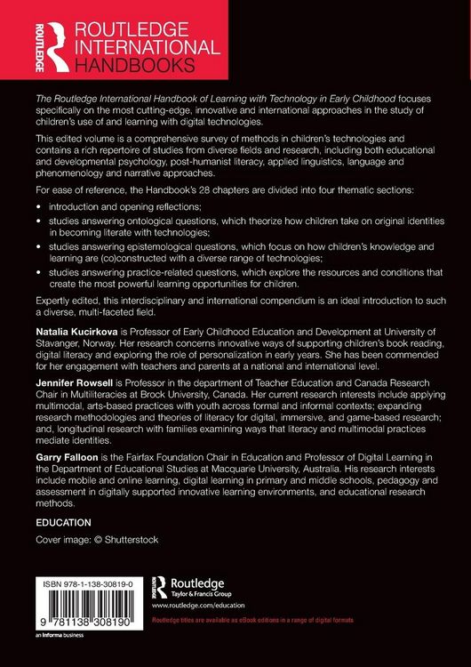 Produktbild: The Routledge International Handbook of Learning with Technology in Early Childhood