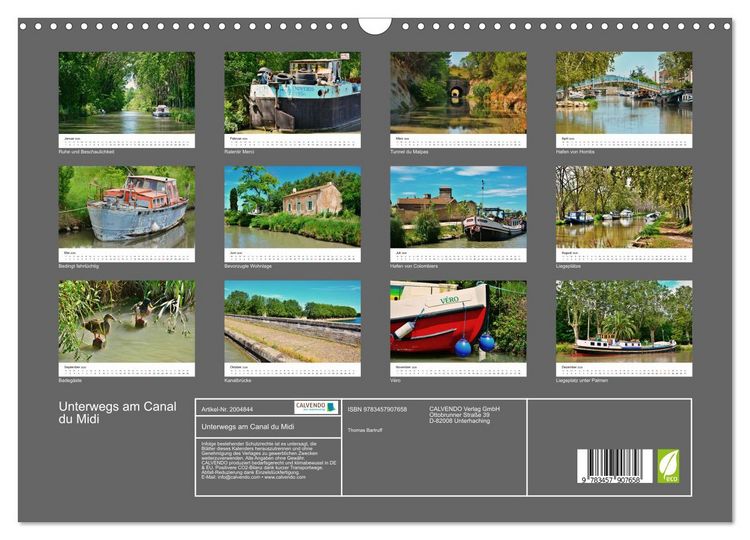 Produktbild: Unterwegs am Canal du Midi (Wandkalender 2026 DIN A3 quer), CALVENDO Monatskalender