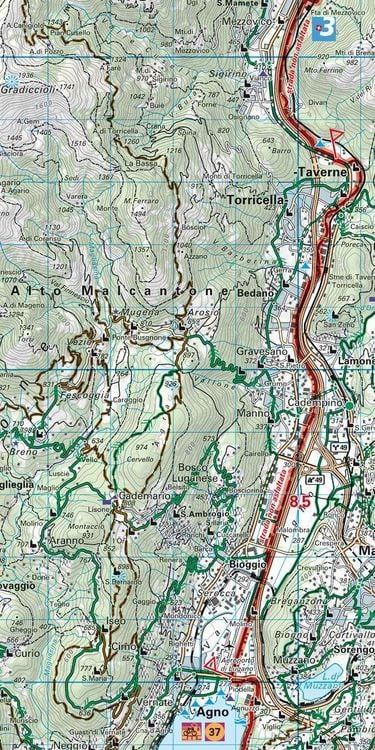 Produktbild: Velokarte 18 Lugano, Locarno, Bellinzona 1:60.000