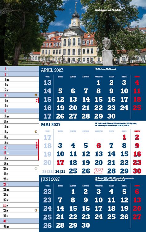 Produktbild: Drei-Monatskalender Sachsen 2027