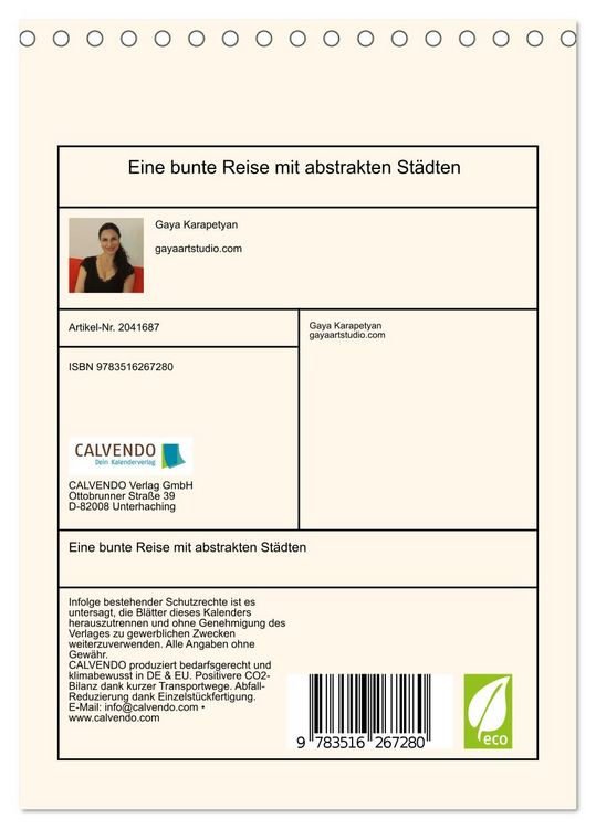 Produktbild: Eine bunte Reise mit abstrakten St&auml;dten (Tischkalender 2026 DIN A5 hoch), CALVENDO Monatskalender
