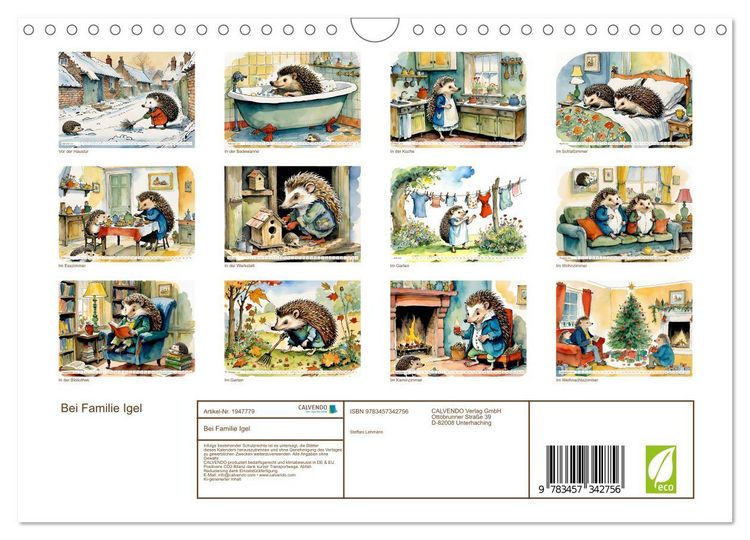 Produktbild: Bei Familie Igel (Wandkalender 2026 DIN A4 quer), CALVENDO Monatskalender