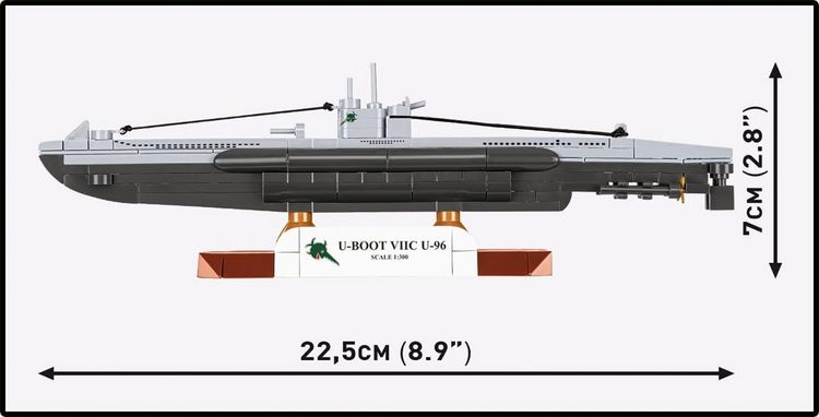 Produktbild: COBI Historical Collection 4857 - U-BOOT VIIC U-96, WWII, Bausatz 1:300, 162 Klemmbausteine