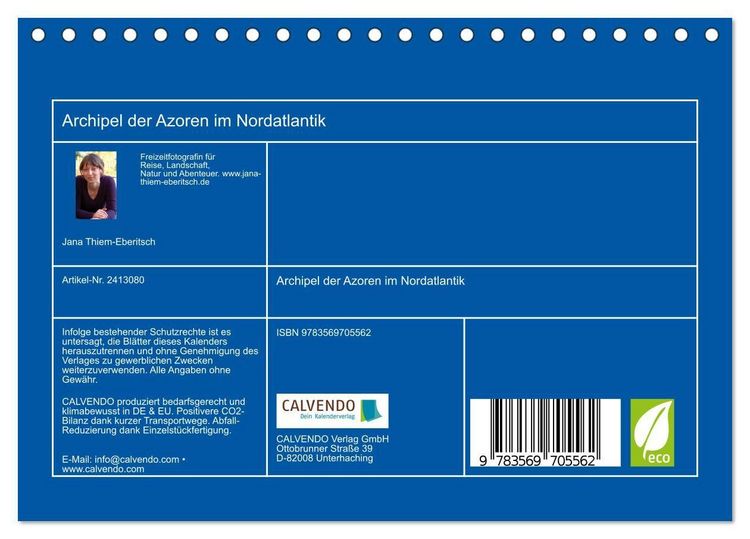 Produktbild: Archipel der Azoren im Nordatlantik (Tischkalender 2027 DIN A5 quer), CALVENDO Monatskalender