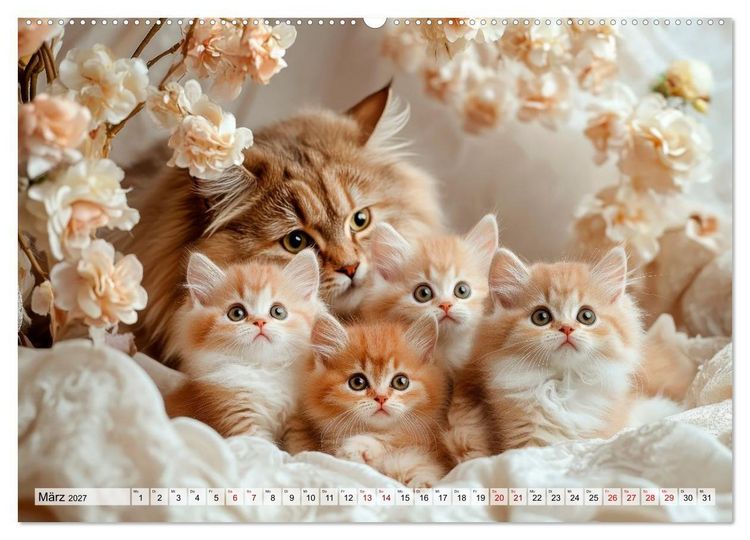 Produktbild: Kleine K&auml;tzchen - Ein Jahr voller Samtpfotenzauber (Wandkalender 2027 DIN A2 quer), CALVENDO Monatskalender