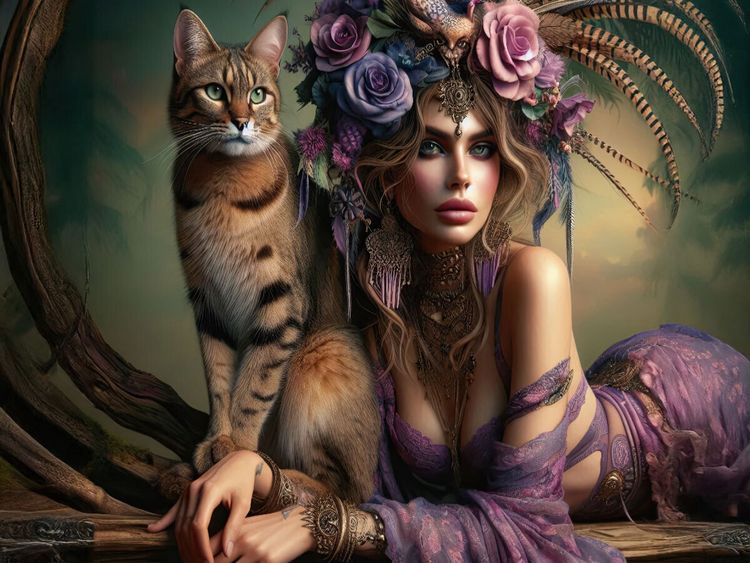 Produktbild: CALVENDO Puzzle Frau liegt auf dem Bauch, neben sich eine anmutige Katze | 1000 Teile Lege-Gr&ouml;&szlig;e 64x48cm Foto-Puzzle f&uuml;r gl&uuml;ckliche Stunden