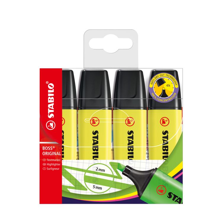 Produktbild: STABILO Textmarker -   BOSS ORIGINAL - 4er Pack - gelb