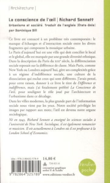 Produktbild: La conscience de l'oeil : urbanisme et soci&eacute;t&eacute;