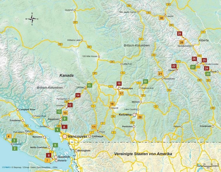 Produktbild: Kanada S&uuml;dwesten 30 Touren zwischen Vancouver Island und Rocky Mountains