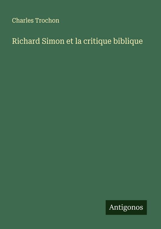 Produktbild: Richard Simon et la critique biblique