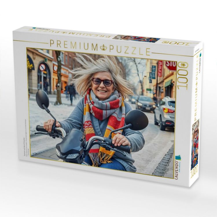 Produktbild: CALVENDO Puzzle Seniorin auf dem E-Scooter | 1000 Teile Lege-Gr&ouml;&szlig;e 64x48cm Foto-Puzzle f&uuml;r gl&uuml;ckliche Stunden