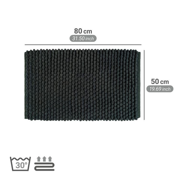 Produktbild: Badteppich Mod. Solivo, dunkelgrün, Polyester/Baumwolle, 50x80 cm, rutschhemmend und