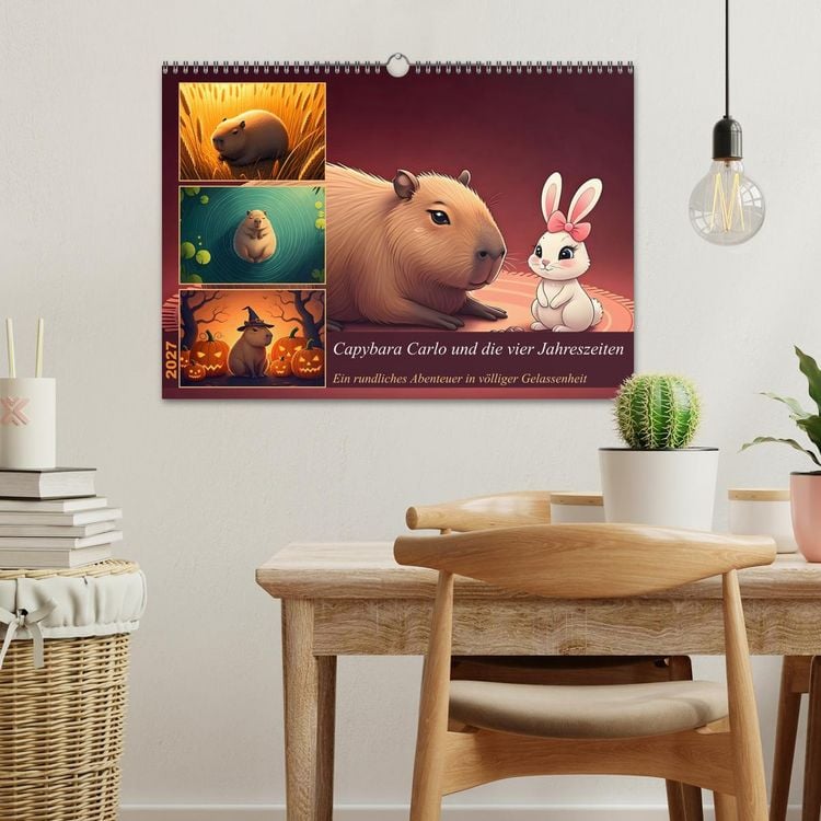 Produktbild: Capybara Carlo und die vier Jahreszeiten (Wandkalender 2027 DIN A3 quer), CALVENDO Monatskalender