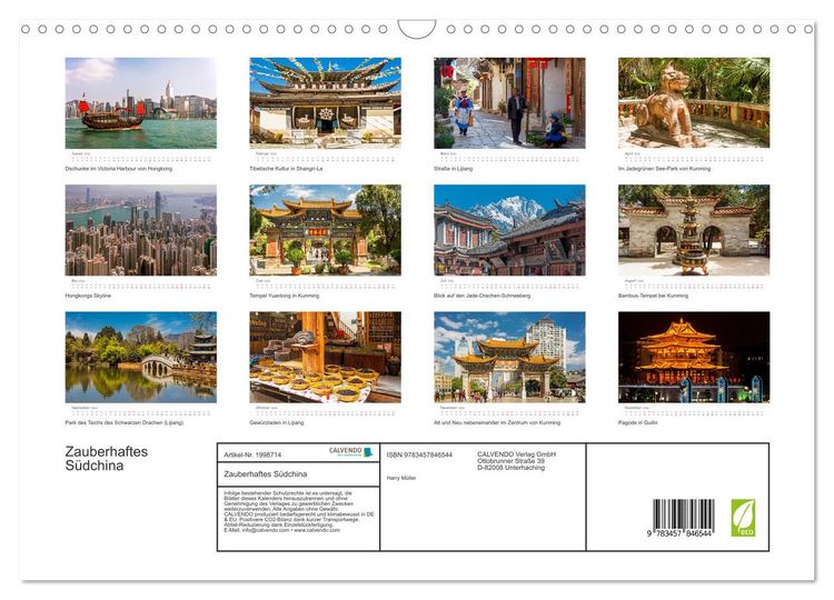 Produktbild: Zauberhaftes S&uuml;dchina (Wandkalender 2026 DIN A3 quer), CALVENDO Monatskalender