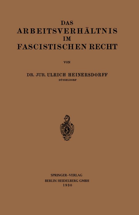 Produktbild: Das Arbeitsverh&auml;ltnis im Fascistischen Recht