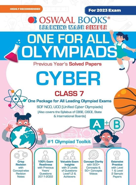 Produktbild: Oswaal One For All Olympiad Previous Years' Solved Papers, Class-7 Cyber Book (For 2023 Exam)