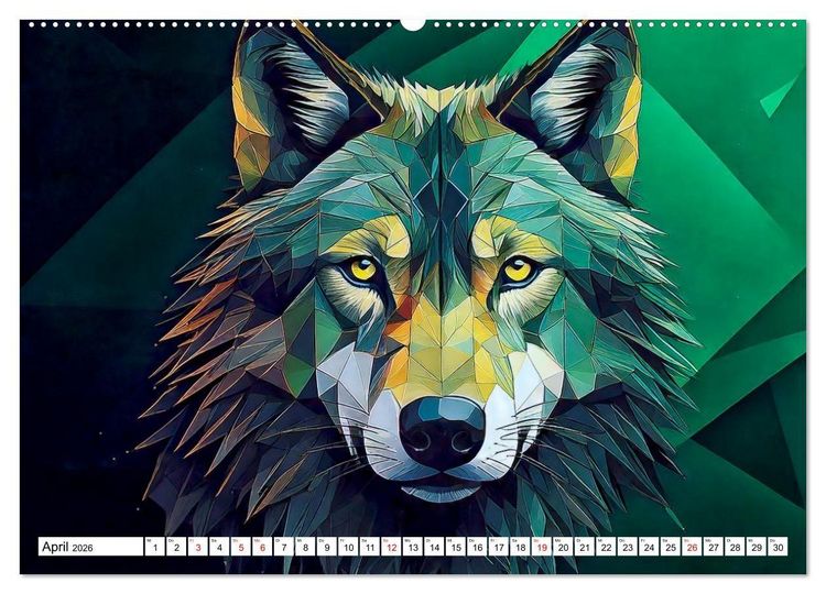 Produktbild: Low Poly Wildlife (hochwertiger Premium Wandkalender 2026 DIN A2 quer), Kunstdruck in Hochglanz