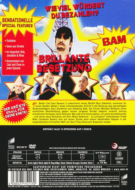 Produktbild: Better Call Saul - Die komplette dritte Staffel [3 DVDs]