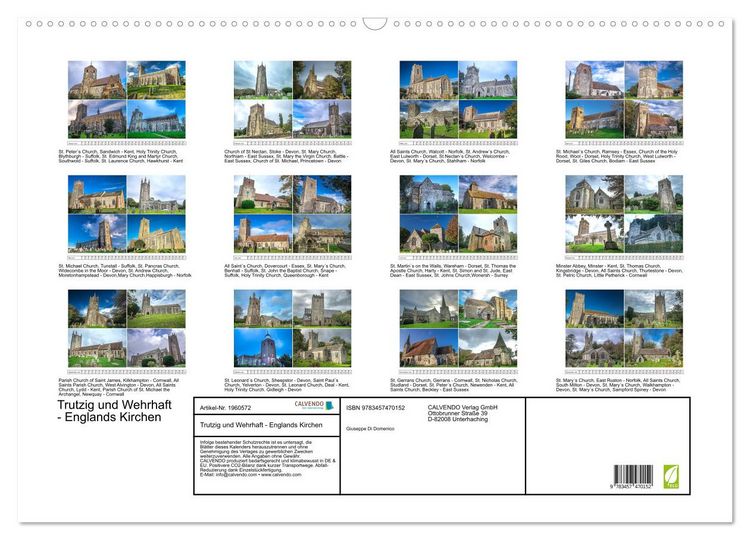 Produktbild: Trutzig und Wehrhaft - Englands Kirchen (Wandkalender 2026 DIN A2 quer), CALVENDO Monatskalender