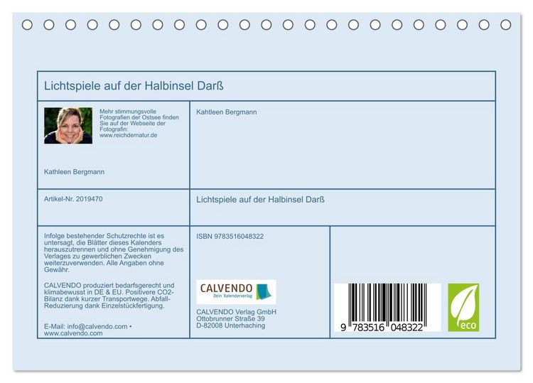 Produktbild: Lichtspiele auf der Halbinsel Dar&szlig; (Tischkalender 2026 DIN A5 quer), CALVENDO Monatskalender