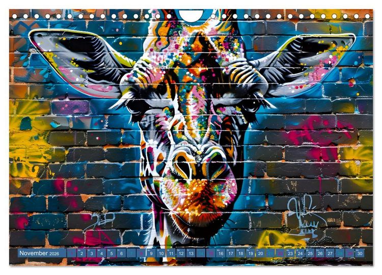 Produktbild: GIRAFFEN - Modern Art (Wandkalender 2026 DIN A4 quer), CALVENDO Monatskalender