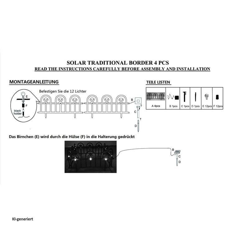 Produktbild: HTI-Living HTI-Living Beeteinfassung 480 cm Wei&szlig; B&ouml;gen mit Lichterkette