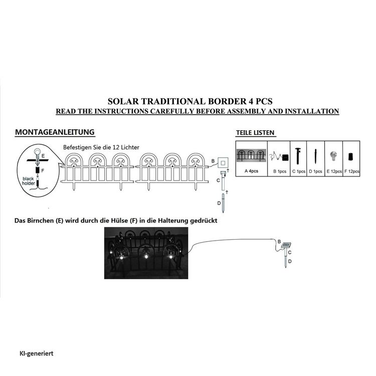 Produktbild: HTI-Living HTI-Living Beeteinfassung 720 cm Schwarz B&ouml;gen mit Lichterkette