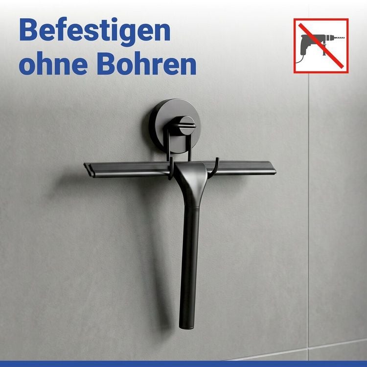 Produktbild: Vacuum-Loc&reg; Duschabzieher Schwarz, aus rostfreiem Edelstahl