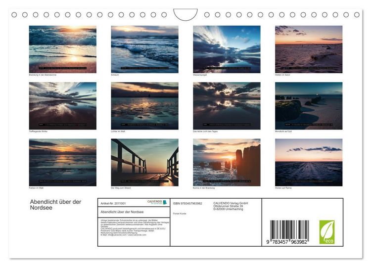 Produktbild: Abendlicht &uuml;ber der Nordsee (Wandkalender 2026 DIN A4 quer), CALVENDO Monatskalender