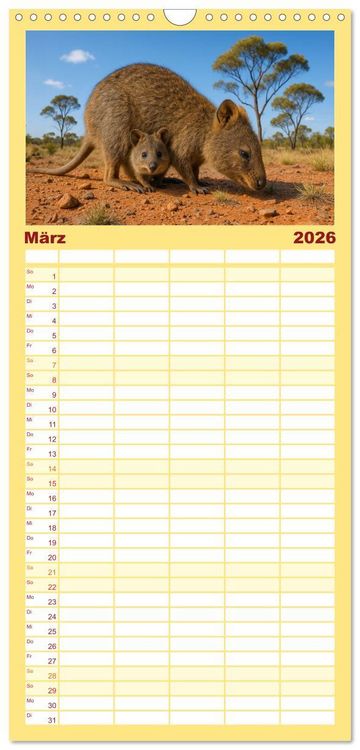 Produktbild: Familienplaner 2026 - Die vielleicht nettesten Wildtiere mit 5 Spalten (Wandkalender, 21 x 45 cm) CALVENDO