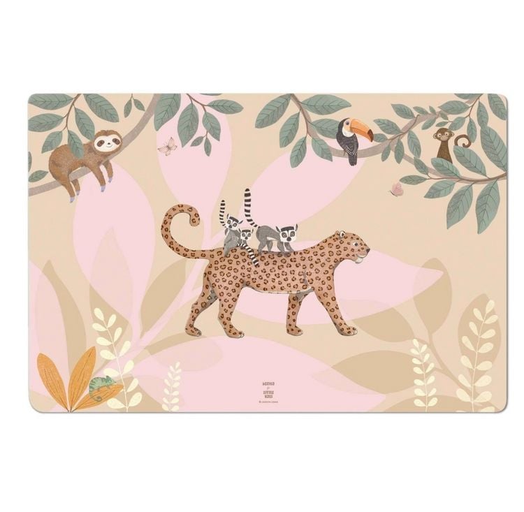 Produktbild: Scriptum Schreibtischunterlage f&uuml;r Kinder Jungle Tiere rosa - 60 x 40 cm - aus premium Vinyl