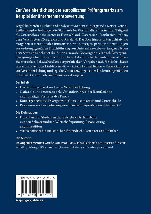Produktbild: Zur Vereinheitlichung des europ&auml;ischen Pr&uuml;fungsmarkts am Beispiel der Unternehmensbewertung