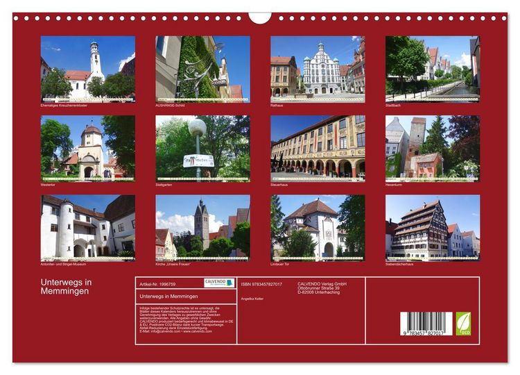 Produktbild: Unterwegs in Memmingen (Wandkalender 2026 DIN A3 quer), CALVENDO Monatskalender