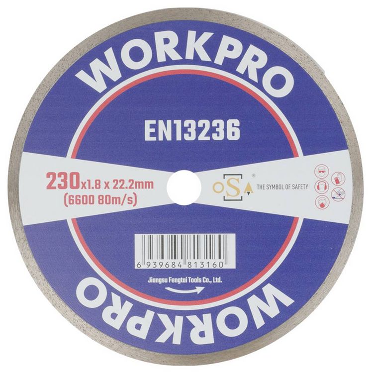 Produktbild: WorkPro GSOSCR-4 Diamanttrennscheibe 230 mm 1 St. Keramik, Porzellan, Marmor, Mauerwerk, Glas, Kalkstein, Granit, Naturstein, Sandstein