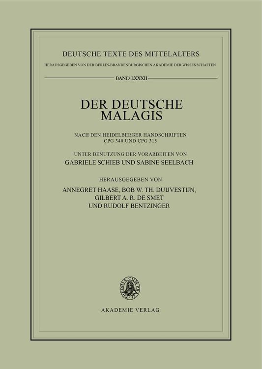 Produktbild: Der deutsche Malagis nach den Heidelberger Handschriften Cpg 340 und 315